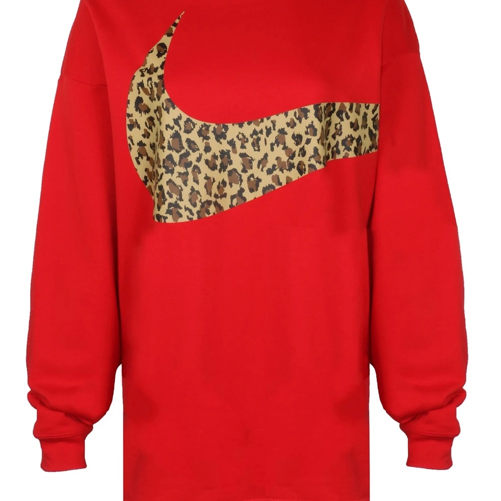 Nike Red Sweatshirt with Leopard Swoosh